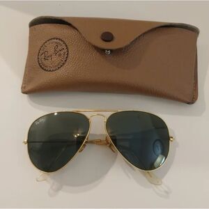 VTG B&L USA Ray-Ban Gold Aviator 58mm + OG Bausch & Lomb Case G15 Glass Lenses